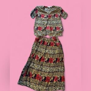 Women's Floral Print Casual Two-Piece Set